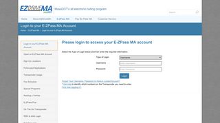 
                            6. Login to your E-ZPass MA Account - EZDriveMA