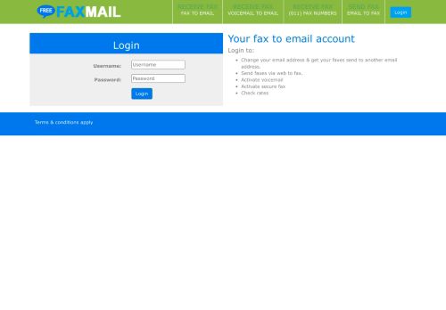 
                            1. Login to your fax to email account - Free Fax Mail, FaxMail Free