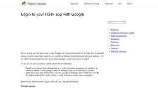 
                            9. Login to your Flask app with Google – Python Tutorial - Pythonspot