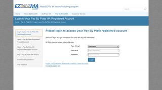 
                            7. Login to your Pay By Plate MA Registered Account - EZDriveMA