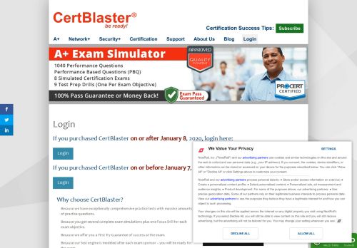 
                            1. Login To your Test - CertBlaster