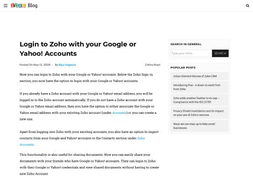 
                            11. Login to Zoho with your Google or Yahoo! Accounts - Zoho Blog
