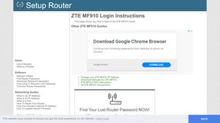 
                            4. Login to ZTE MF910 Router - SetupRouter