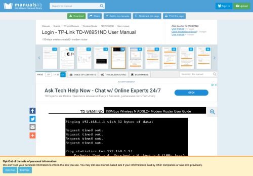 
                            9. Login - Tp-link TD-W8951ND User Manual [Page 19] - ManualsLib