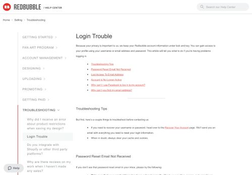 
                            1. Login Trouble – Redbubble