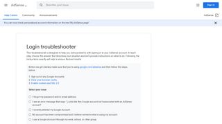 
                            5. Login troubleshooter - AdSense Help - Google Support