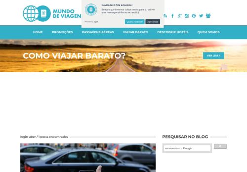 
                            10. login uber - Mundo de Viagens