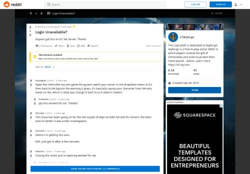 
                            1. Login Unavailable? : Skyforge - Reddit
