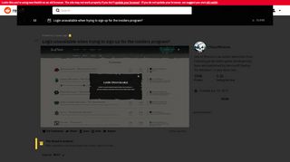 
                            13. Login unavailable when trying to sign up for the insiders program ...