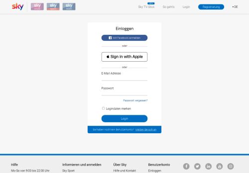 
                            9. Login und Anmeldung | Sky Shweiz - Sky Sport
