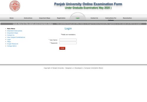 
                            2. Login - Under Graduate Examination - Panjab University
