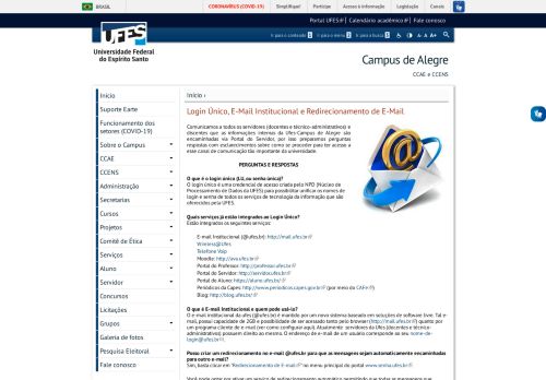 
                            3. Login Único, E-Mail Institucional e ... - Campus de Alegre - Ufes