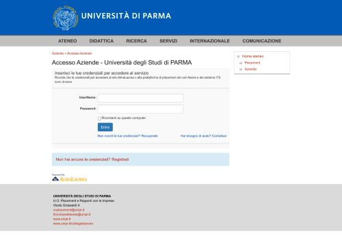 
                            7. Login - Università degli Studi di PARMA - AlmaLaurea