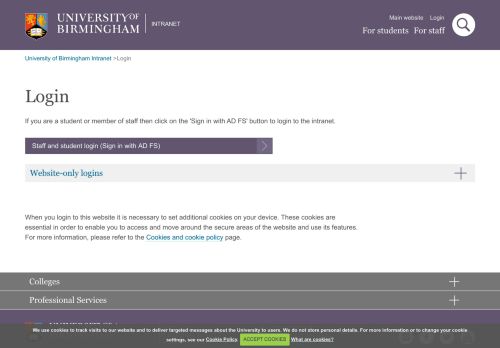 
                            13. Login - University of Birmingham Intranet