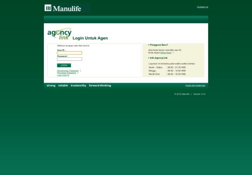 
                            6. Login Untuk Agen - AgencyLink Manulife Indonesia