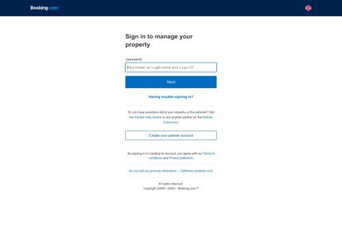 
                            4. Login untuk mengelola properti Anda - Booking.com Extranet
