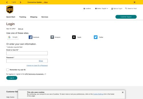 
                            2. Login: UPS - Serbia - UPS.com