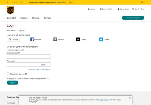 
                            2. Login: UPS - Zambia - UPS.com