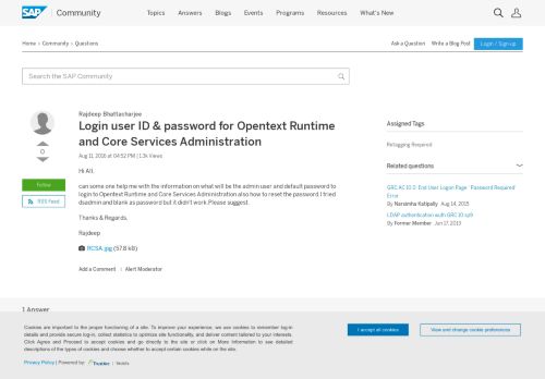 
                            12. Login user ID & password for Opentext Runtime and Core Services ...
