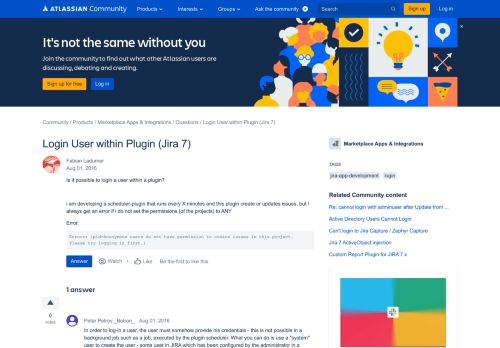 
                            1. Login User within Plugin (Jira 7) - Atlassian Community