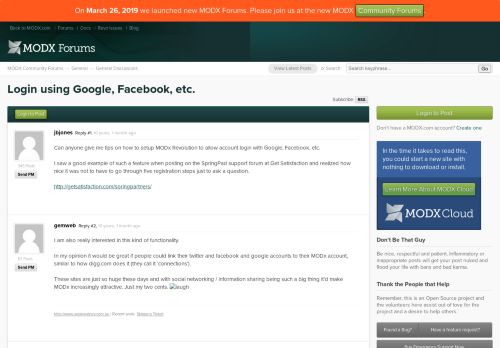 
                            6. Login using Google, Facebook, etc. | MODX Community Forums