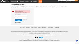 
                            6. Login using Username - Cams.com