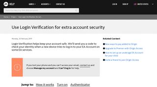 
                            13. Login Verification - EA Help - Electronic Arts