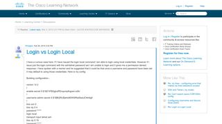 
                            5. Login vs Login Local - 82023 - The Cisco Learning Network