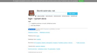 
                            10. login - význam slova | Slovník cizích slov