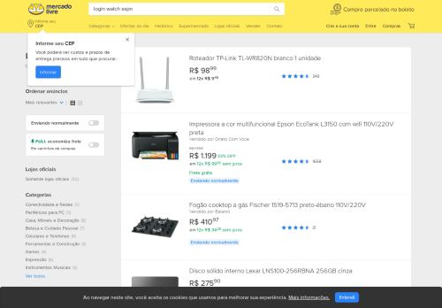 
                            9. Login Watch Espn no Mercado Livre Brasil