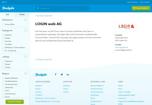 
                            2. LOGIN web AG - Freshjobs