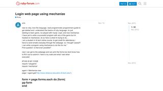 
                            9. login web page using mechanize - Ruby Forum