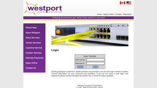 
                            5. Login - Westport Leasing Corporation