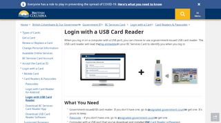 
                            10. Login with a USB Card Reader - Province of British Columbia