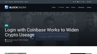 
                            11. Login with Coinbase Works to Widen Crypto Useage - Blockonomi
