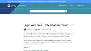 
                            2. Login with email instead of username - The Spotify Community