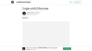 
                            11. Login with Ethereum – madhavanmalolan – Medium