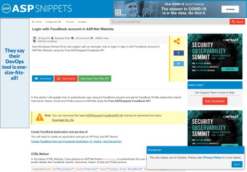 
                            4. Login with FaceBook account in ASP.Net Website - ASPSnippets
