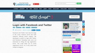 
                            12. Login with Facebook and Twitter - 9Lessons