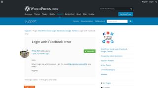 
                            9. Login with Facebook error | WordPress.org