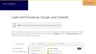 
                            12. Login with Facebook, Google, and LinkedIn : Thinkific