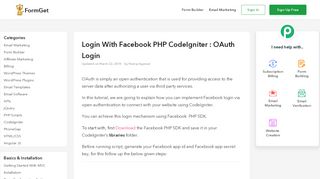 
                            13. Login With Facebook PHP CodeIgniter : OAuth Login | FormGet