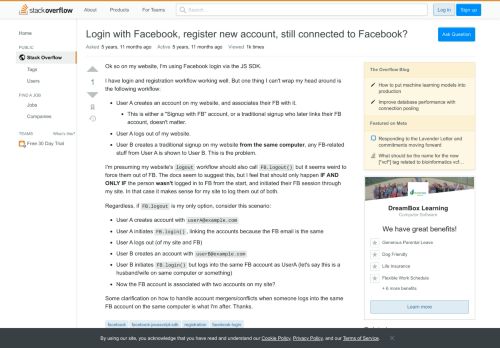 
                            5. Login with Facebook, register new account, still connected to ...