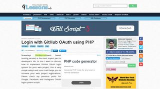 
                            1. Login with GitHub OAuth using PHP - 9Lessons