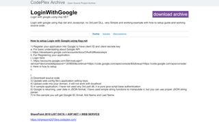 
                            5. Login with google using Asp.NET - CodePlex Archive