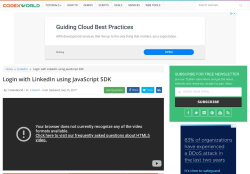 
                            9. Login with LinkedIn using JavaScript SDK - CodexWorld