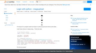 
                            12. Login with python - megaupload - Stack Overflow