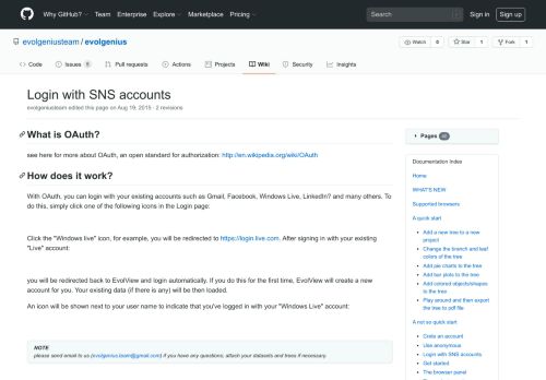 
                            1. Login with SNS accounts · evolgeniusteam/evolgenius Wiki · GitHub