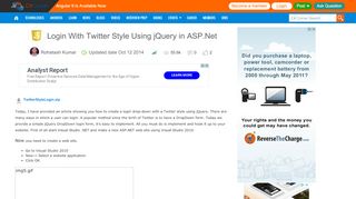 
                            2. Login With Twitter Style Using jQuery in ASP.Net - C# Corner