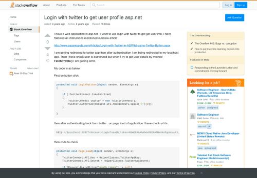 
                            11. Login with twitter to get user profile asp.net - Stack Overflow